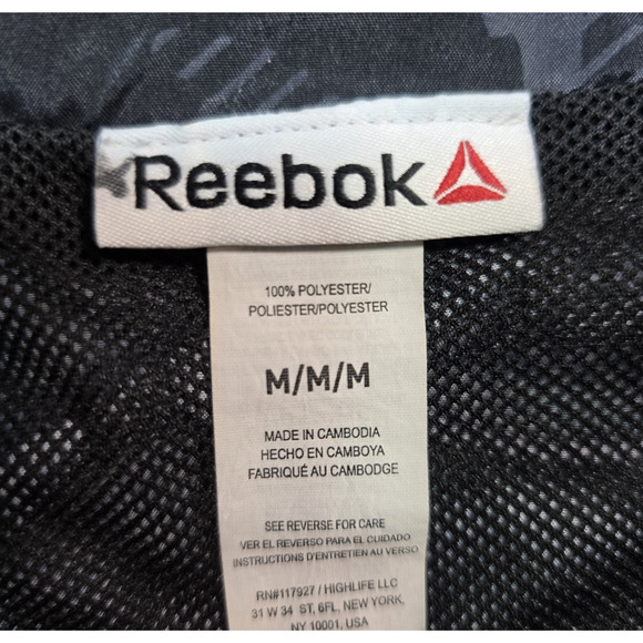 Reebok Womens M Black Printed Focus Track Jacket with Front Pockets Flap - Picture 7 of 10